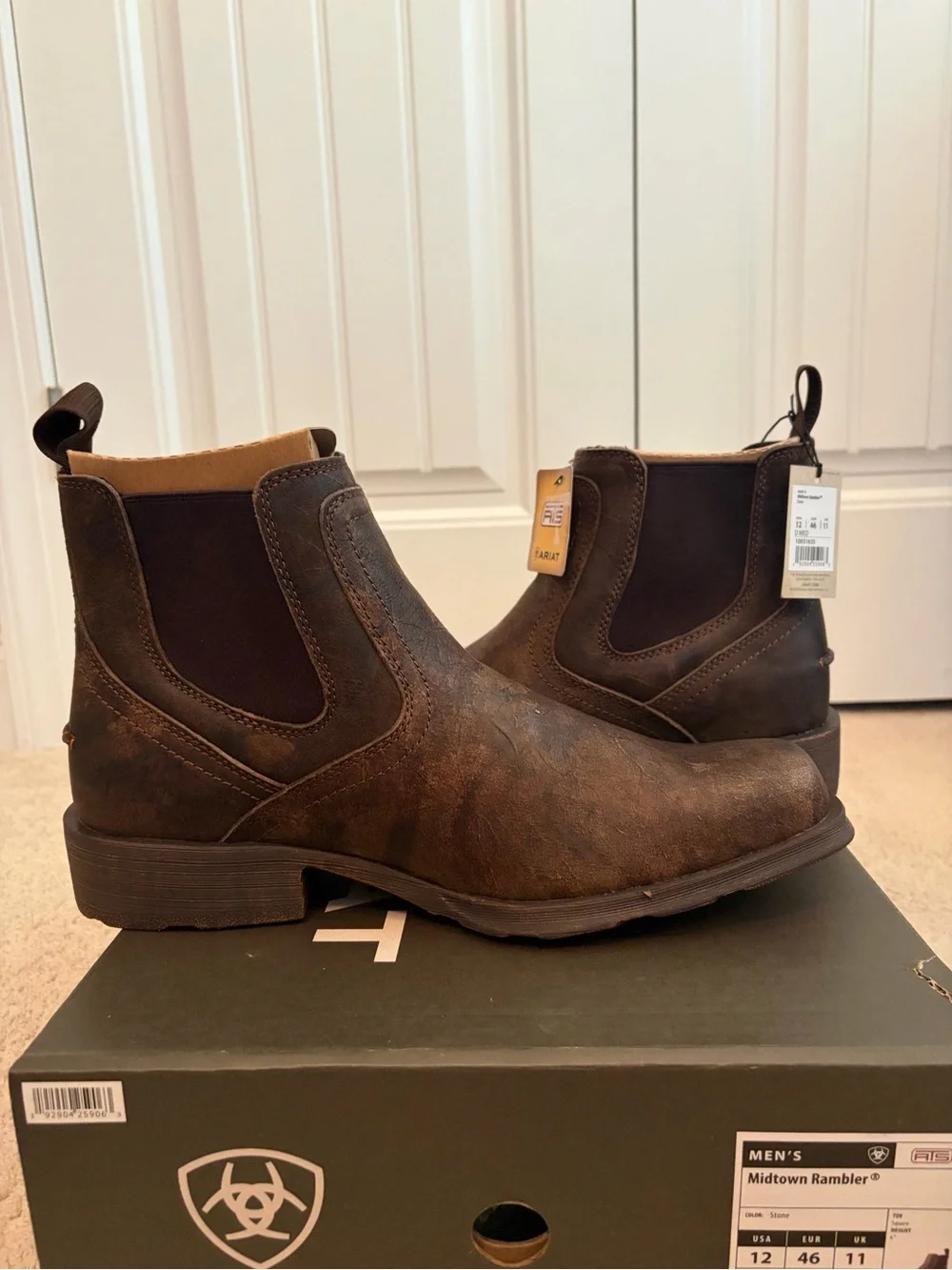 Ariat Midtown Rambler NIB Boots Men's Size 12 D Stone Brown Square Toe 10031635